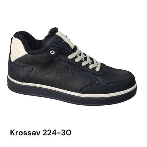 Шкіряні чоловічі черевики на зиму Krossav 224-30, всередині шерсть натуральна набивна 224-1-30 фото