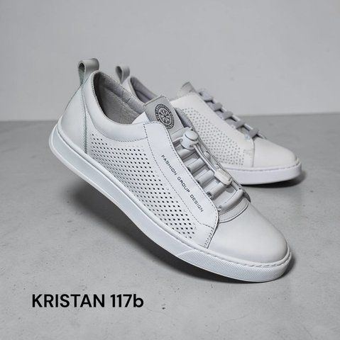 Чоловічі спортивні кеди KRISTAN 117BM білого кольору, стильні кросівки для літа на кожен день 117-40 фото