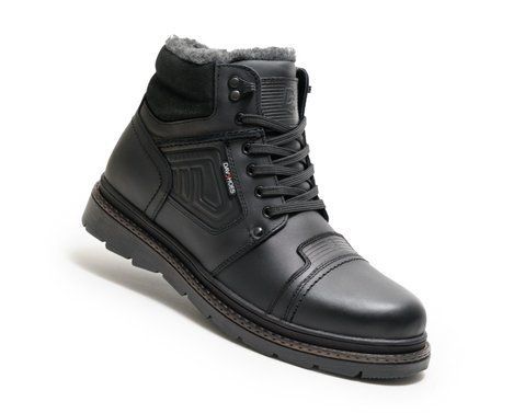 Чоловічі зимові черевики DAV Shoes 81M натуральна шкіра, хутро, прошита підошва 81-01 фото