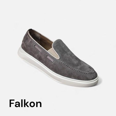 Чоловічі сліпони (лофери) Falkon 2551m сірі, натуральна замша, універсальні 2551-41 фото
