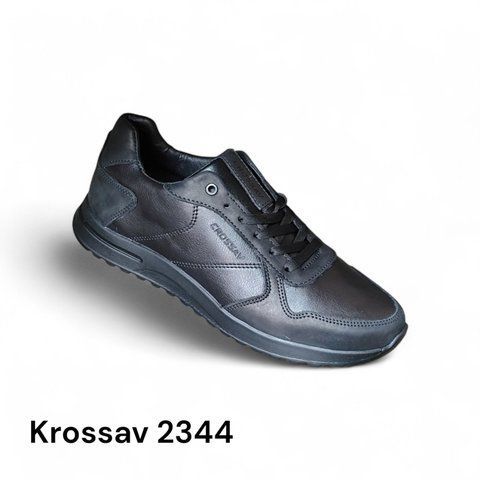 Кросівки чоловічі Krossav 2344 чорні натуральна шкіра, повсякденні 2344-40 фото