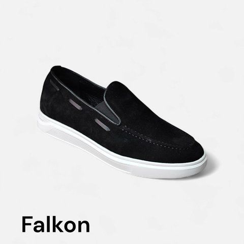 Чорні чоловічі сліпони (лофери) Falkon 2551m натуральна замша, легкі та комфортні 2551-40-1 фото