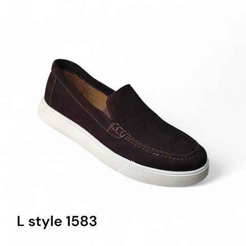 Стильні чоловічі лофери L style 1583M із натуральної замші коричневого кольору  1583-40-1 фото