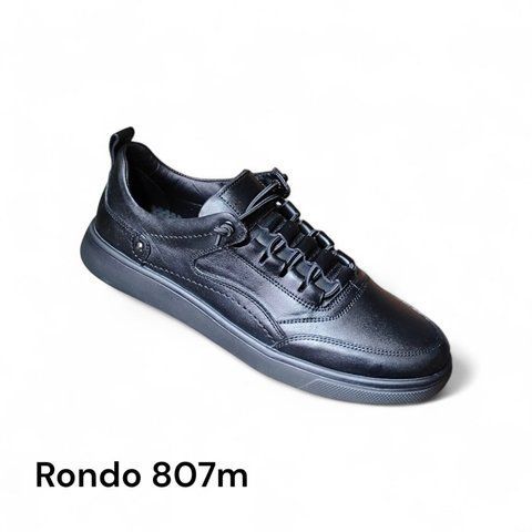 Стильні шкіряні чоловічі кеди Rondo 807m, легкі та зручні, чорні 807-40-1 фото