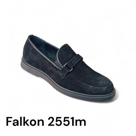 Лофери чоловічі замшеві чорні Falkon 2551M &ndash; комфортні туфлі без шнурків 0-2551-40-0 фото