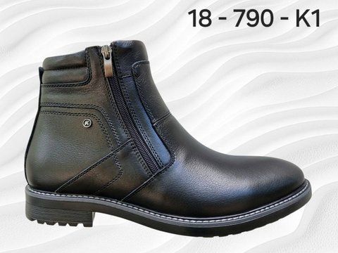 Чоловічі черевики Karat 18-790m зимові, шкіряні, хутро натуральне, подвійна блискавка 18-790 фото