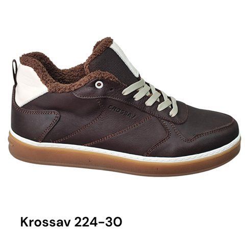 Коричневі чоловічі зимові черевики з натуральної шкіри Krossav 224-30, всередині шерсть натуральна набивна 1-224-30 фото